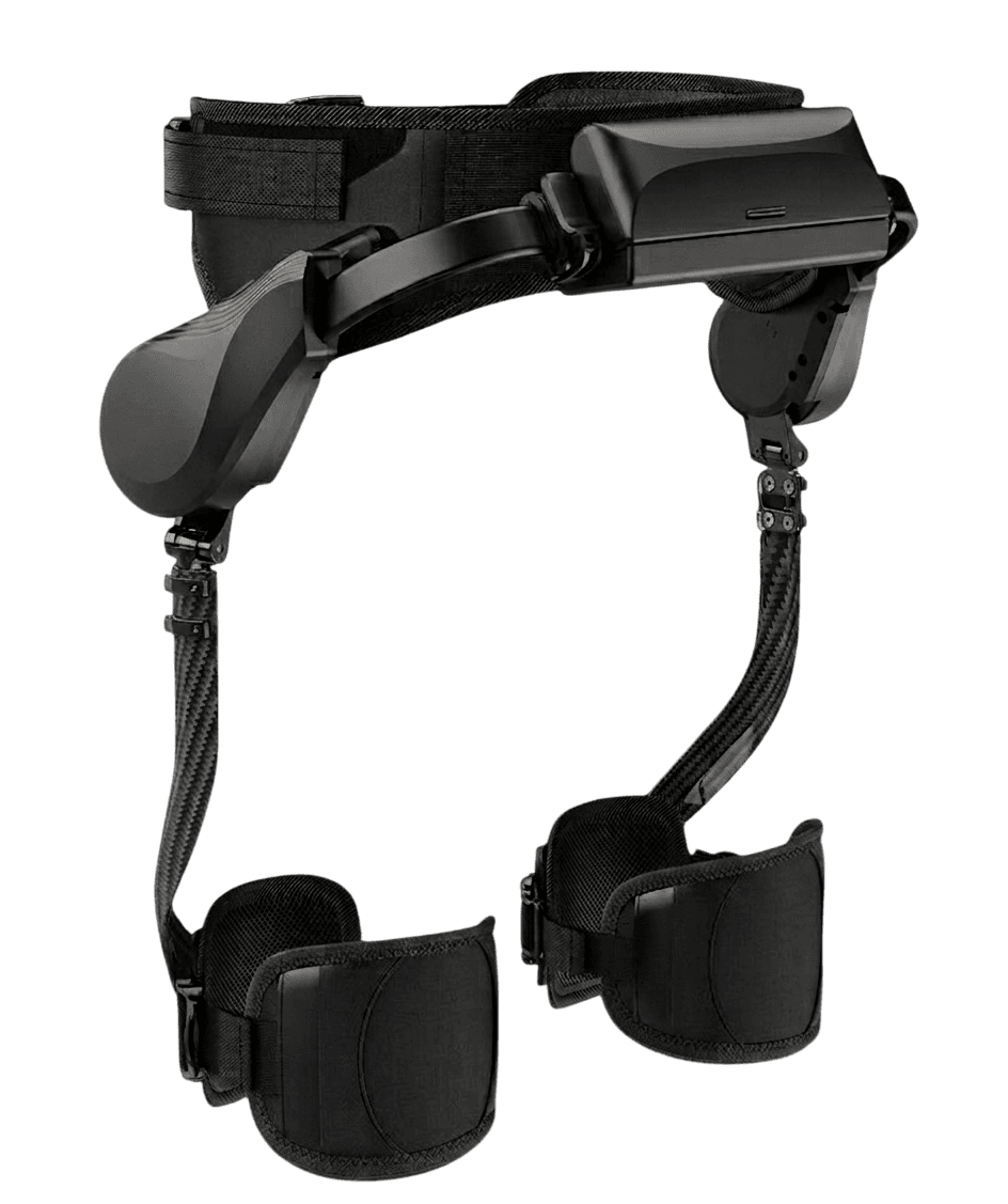 L'exosquelette Allure Expériences : ceinture de hanche et structure d'assistance jusqu'aux chevilles